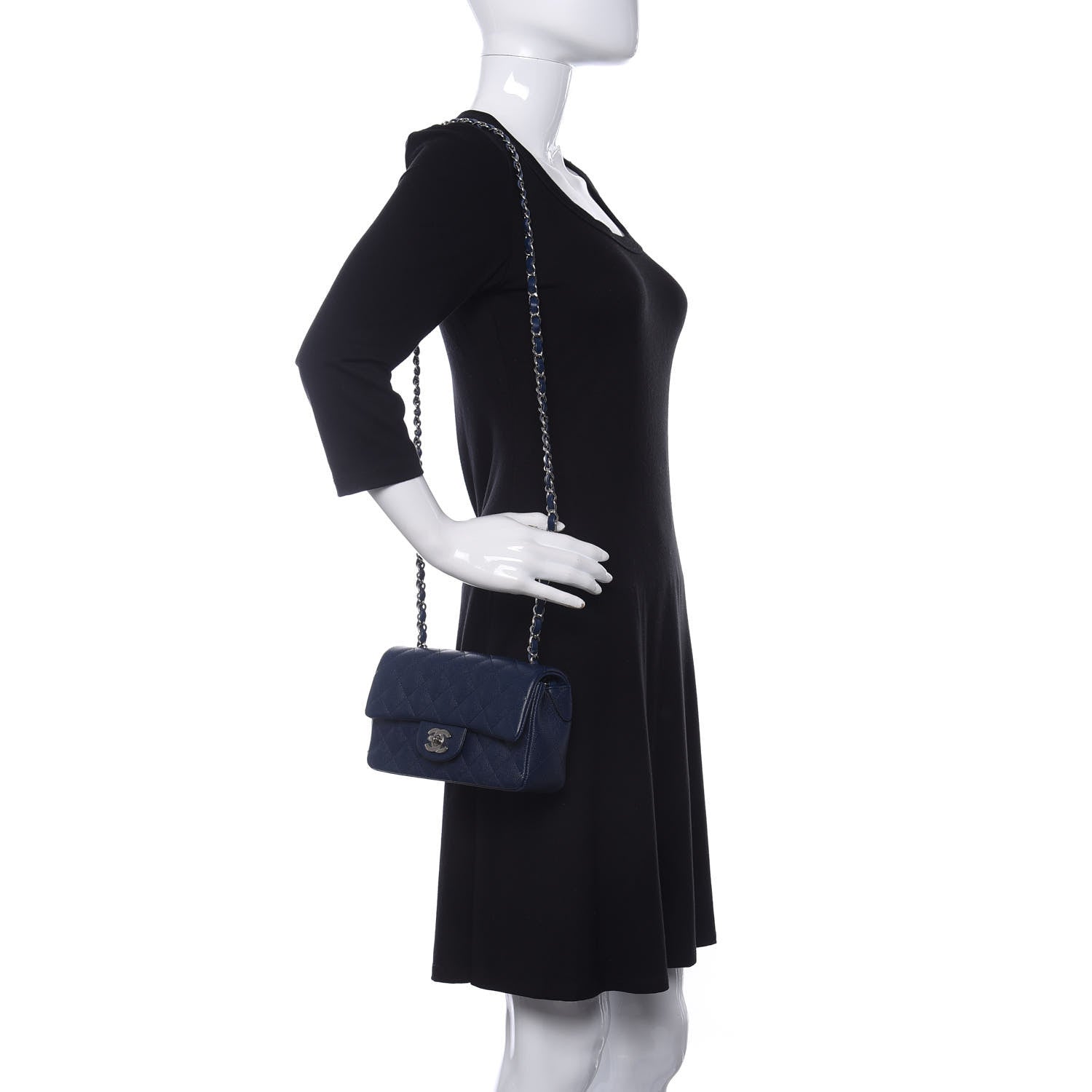 Chanel Caviar Quilted Mini Rectangular Flap Navy 2 of 11