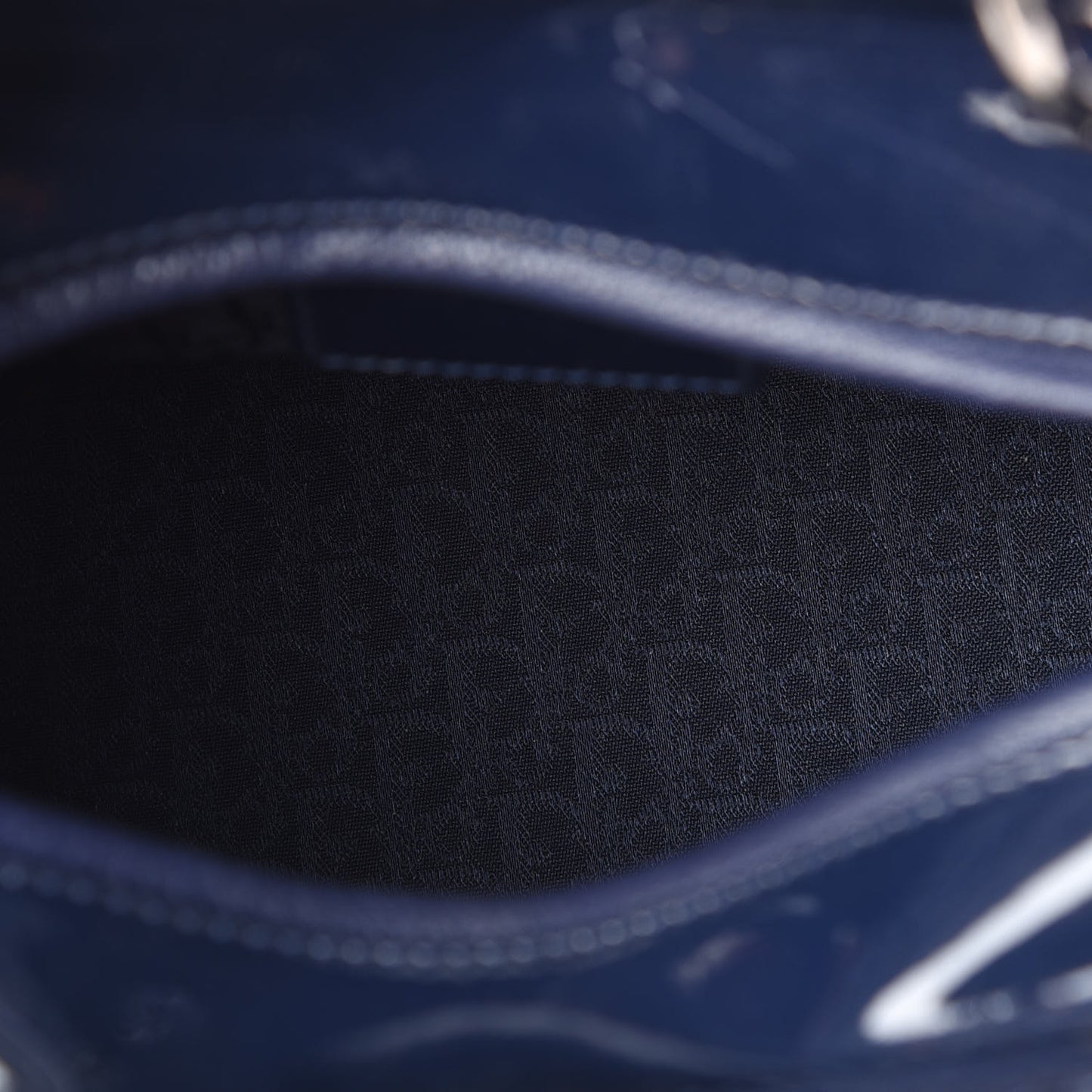 Patent Cannage Medium Lady Dior Navy Blue