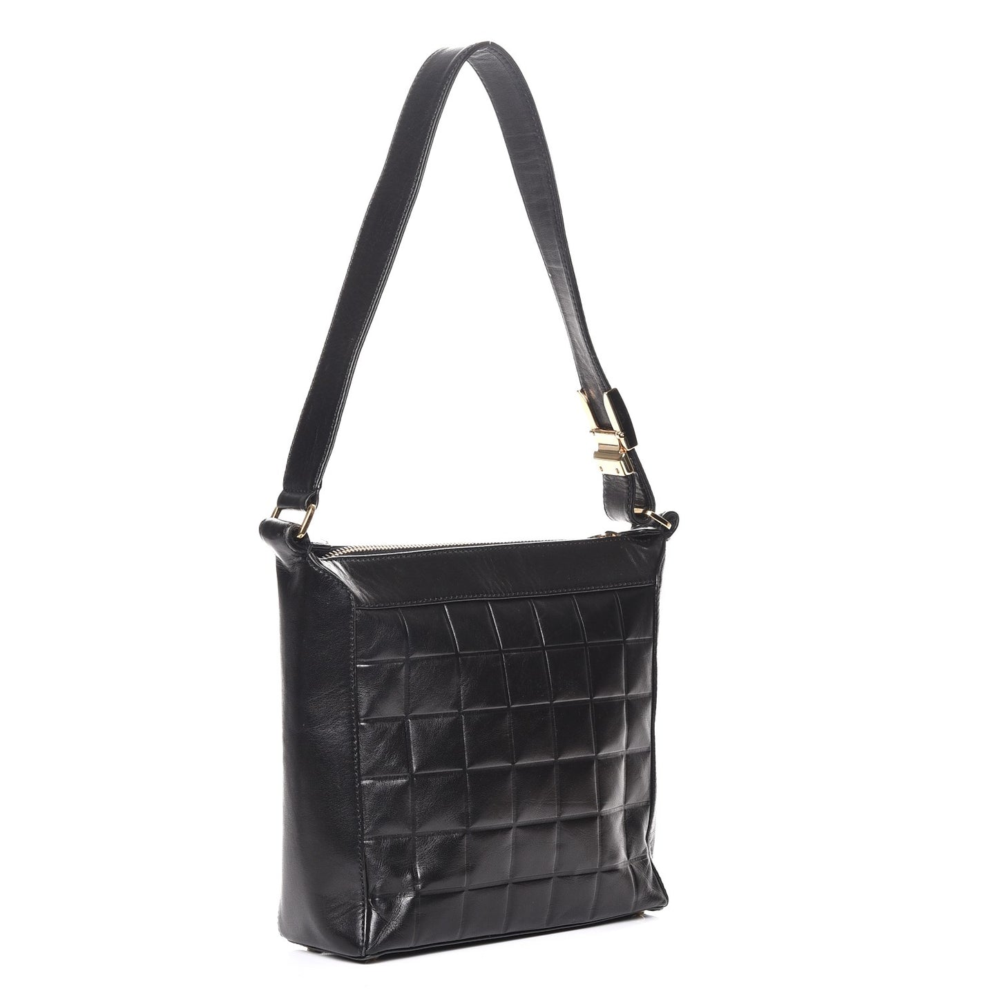 Lambskin Quilted Small Chocolate Bar Shoulder Bag Black