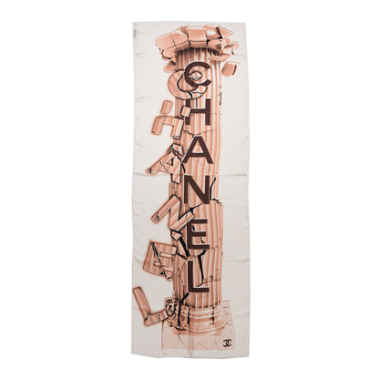 Chanel Silk Column Pillar CC Logo Stole White 3 of 7