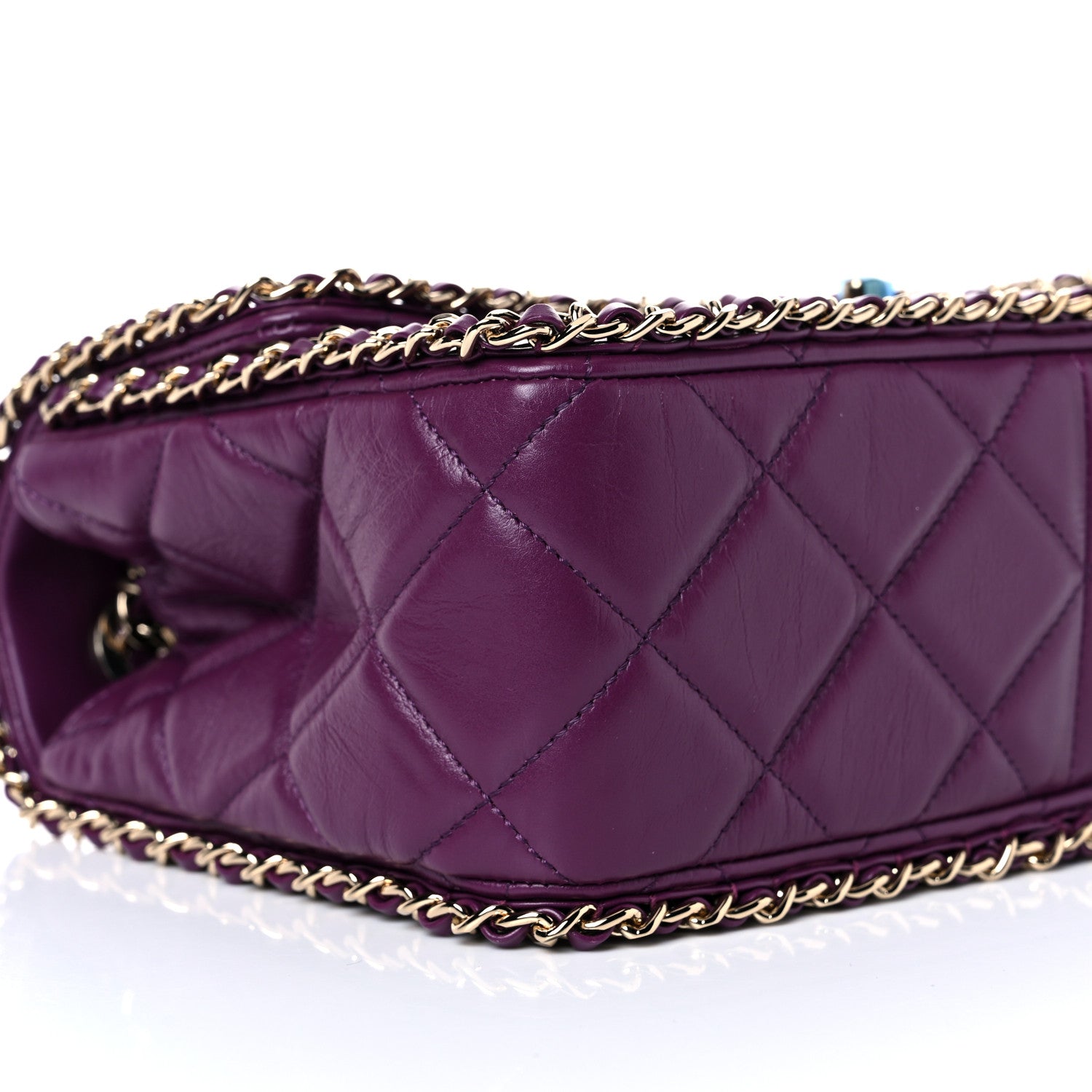 Chanel Crumpled Calfskin Medium Chain All Over Flap Purple 8 of 10
