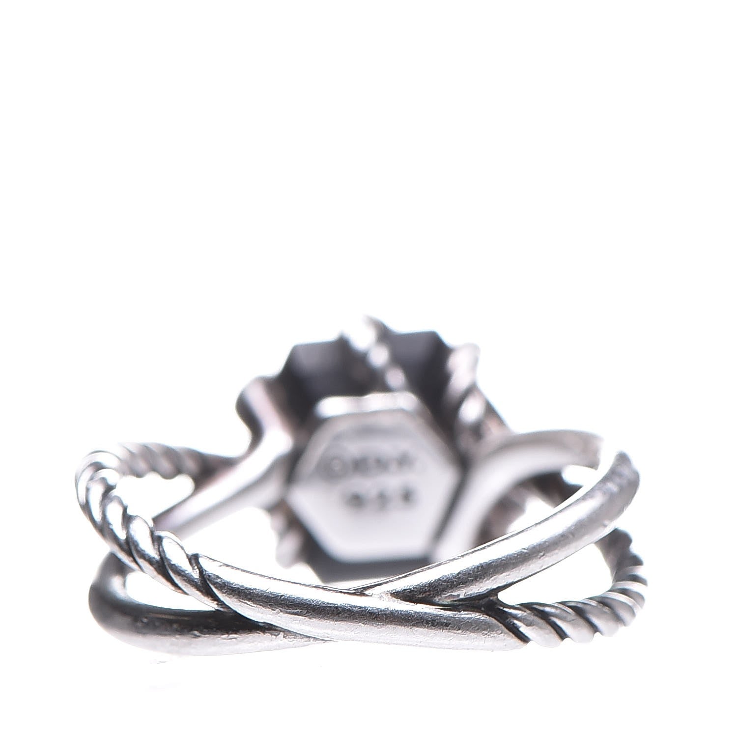 David Yurman Sterling Silver Diamond Black Onyx 10mm Cable Wrap Ring 54.5 7 4 of 5
