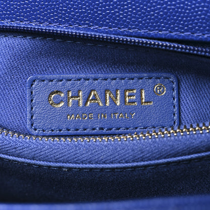 Chanel Caviar Chevron Quilted Small Coco Handle Flap Blue 6 of 10