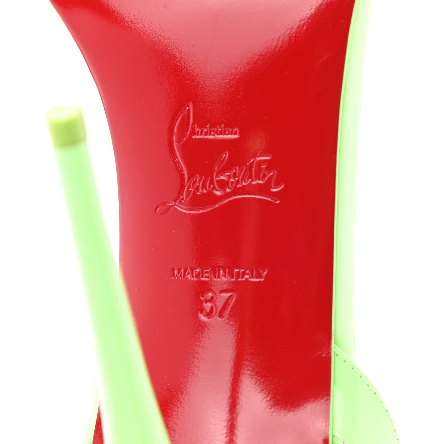 Christian Louboutin Patent Loubigirl 100 Sandals 37 Neon Green 7 of 9