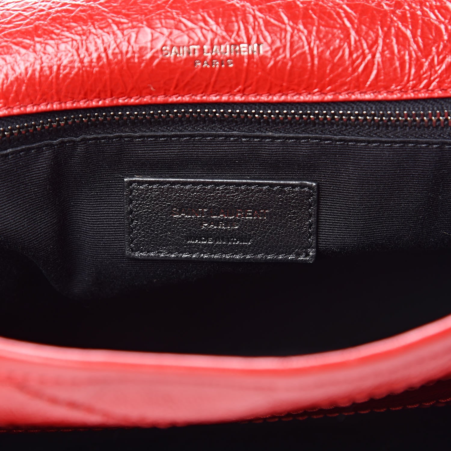Saint Laurent Crinkled Calfskin Matelasse Monogram Medium Niki Chain Satchel Rouge Eros 7 of 13