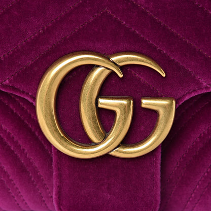 Gucci Velvet Matelasse Medium GG Marmont Shoulder Bag Fuchsia Violet Cyclamen 9 of 11