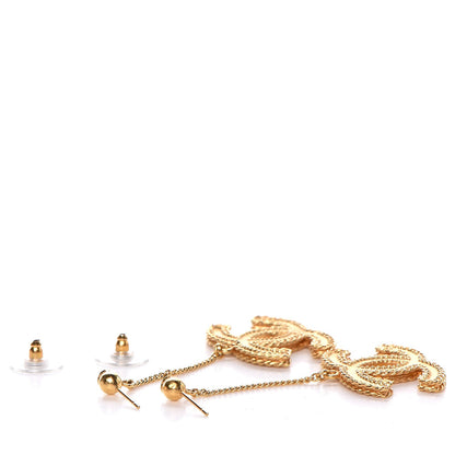 Chanel CC Drop Earrings Matte Gold 3 of 4