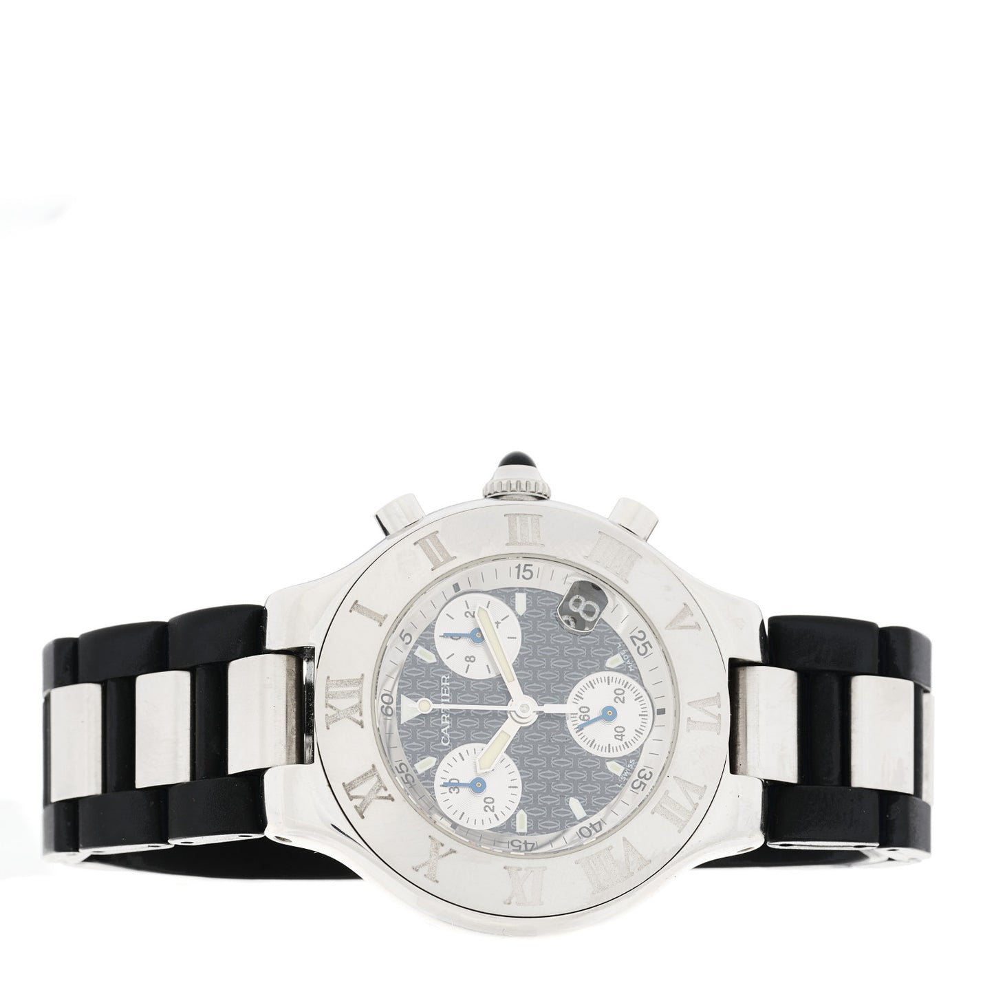 Stainless Steel Rubber 38mm Must 21 Chronoscaph Quartz Watch Black