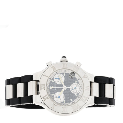 Cartier Stainless Steel Rubber 38mm Must 21 Chronoscaph Quartz Watch Black 2 of 4