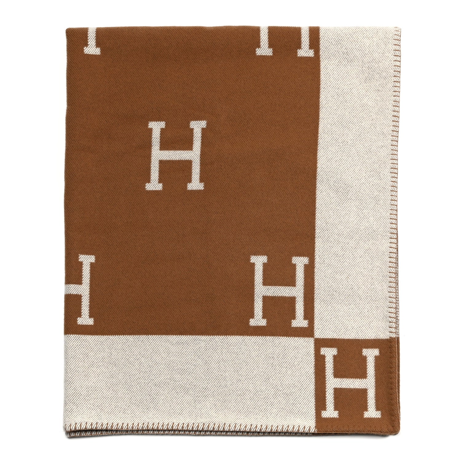 Hermes Wool Cashmere Avalon Blanket Ecru Camel 2 of 4