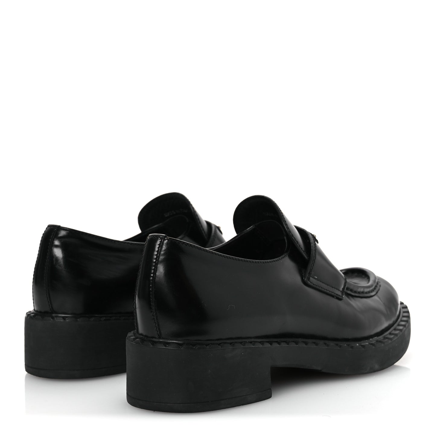Spazzolato Metal Triangle Logo 50mm Loafers 37.5 Black