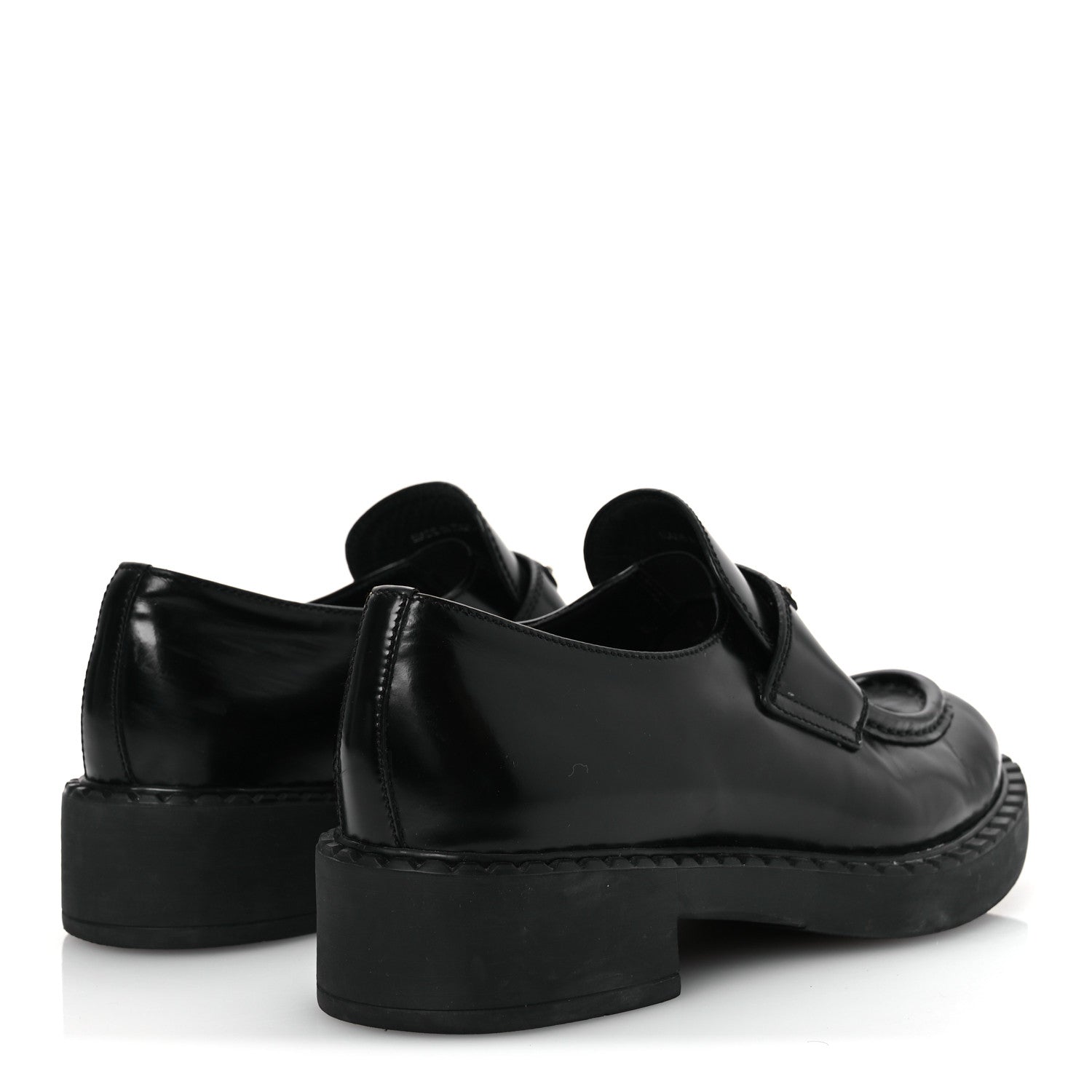 Prada Spazzolato Metal Triangle Logo 50mm Loafers 37.5 Black 5 of 13
