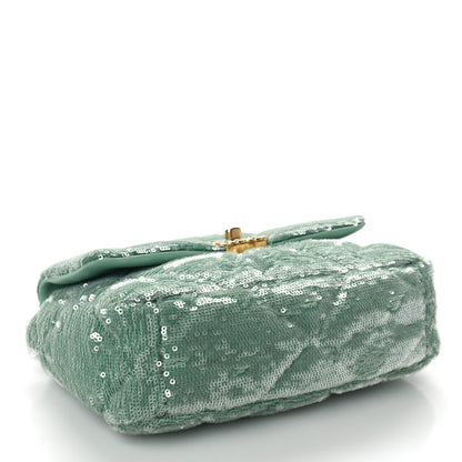 Chanel Sequin Quilted Medium Chanel 19 Flap Light Green 4 of 10