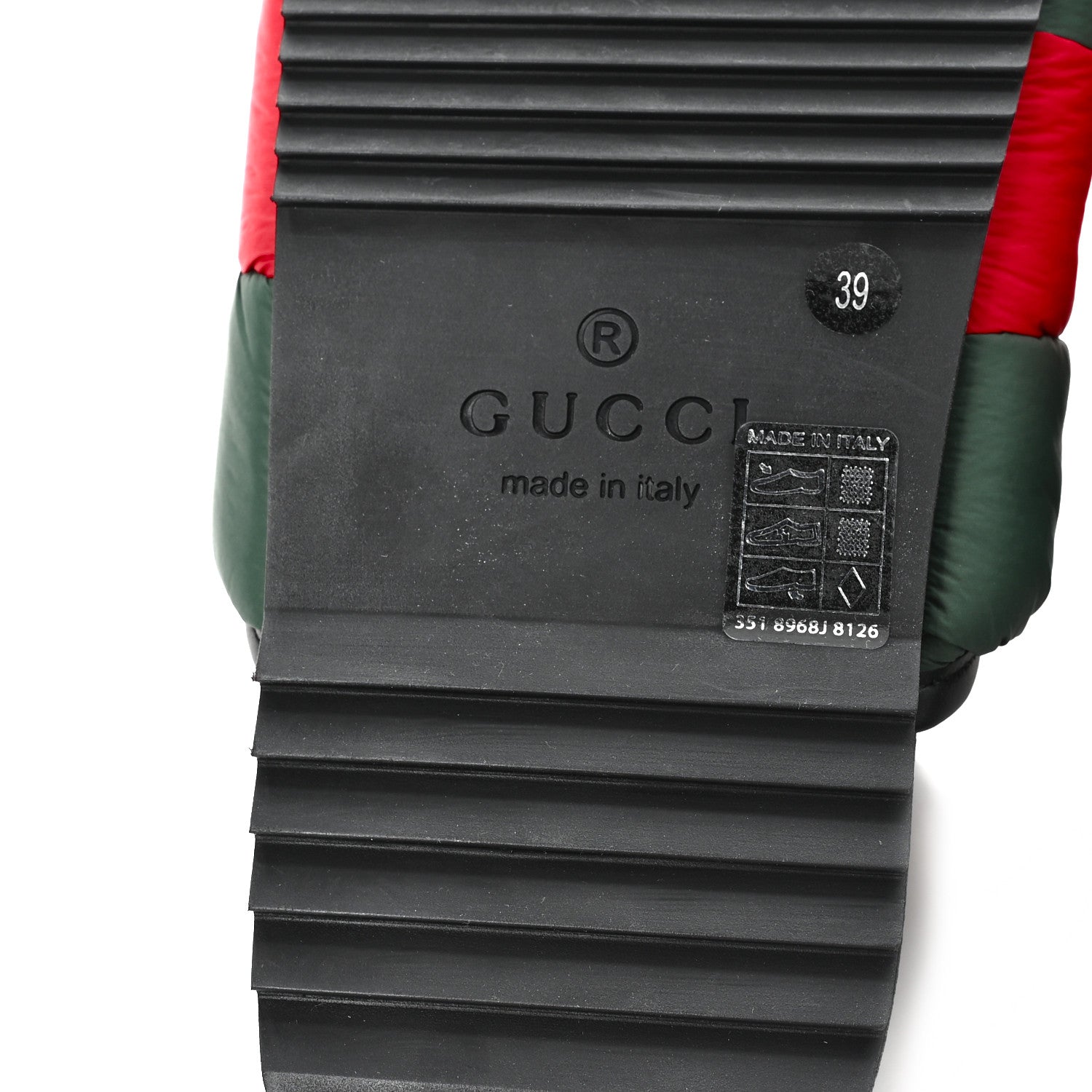 Gucci Nylon Web Womens Slide Sandals 39 Black Green Red 7 of 9