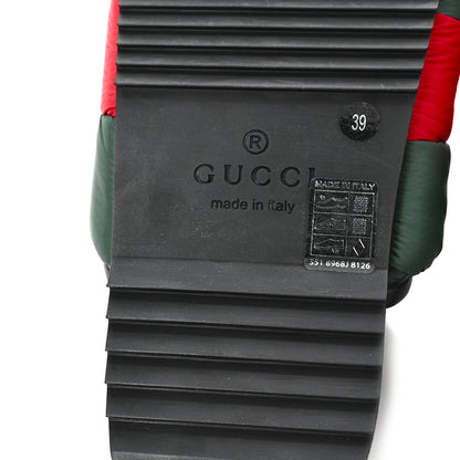 Gucci Nylon Web Womens Slide Sandals 39 Black Green Red 7 of 9