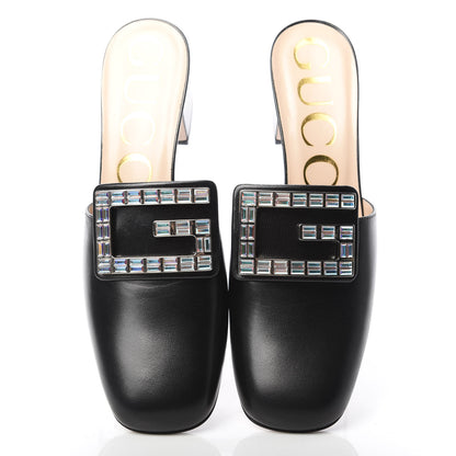 Gucci Malaga Kid Crystal Square G Madelyn Mules 36.5 Black 5 of 9