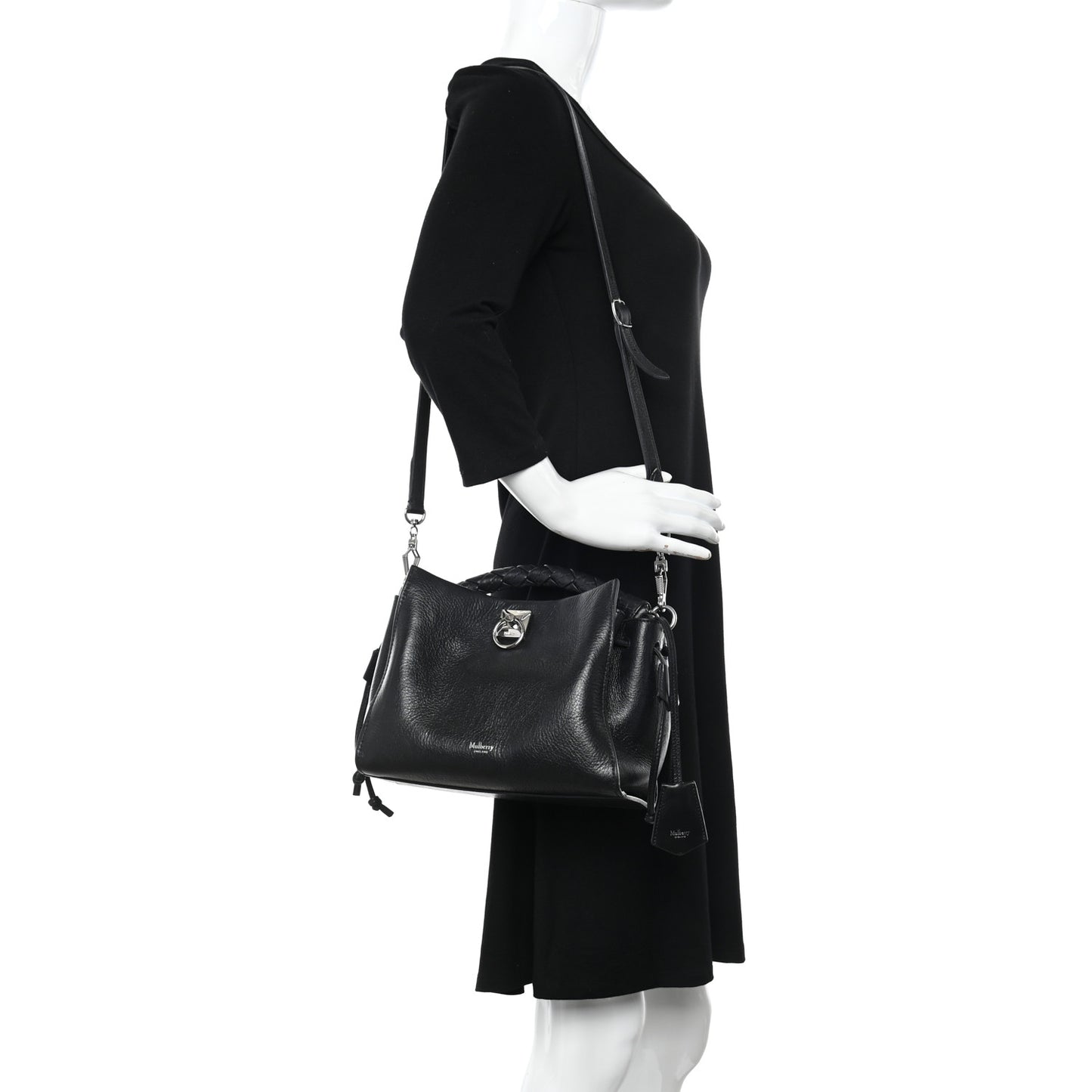 Shiny Calfskin Small Iris Tote Black