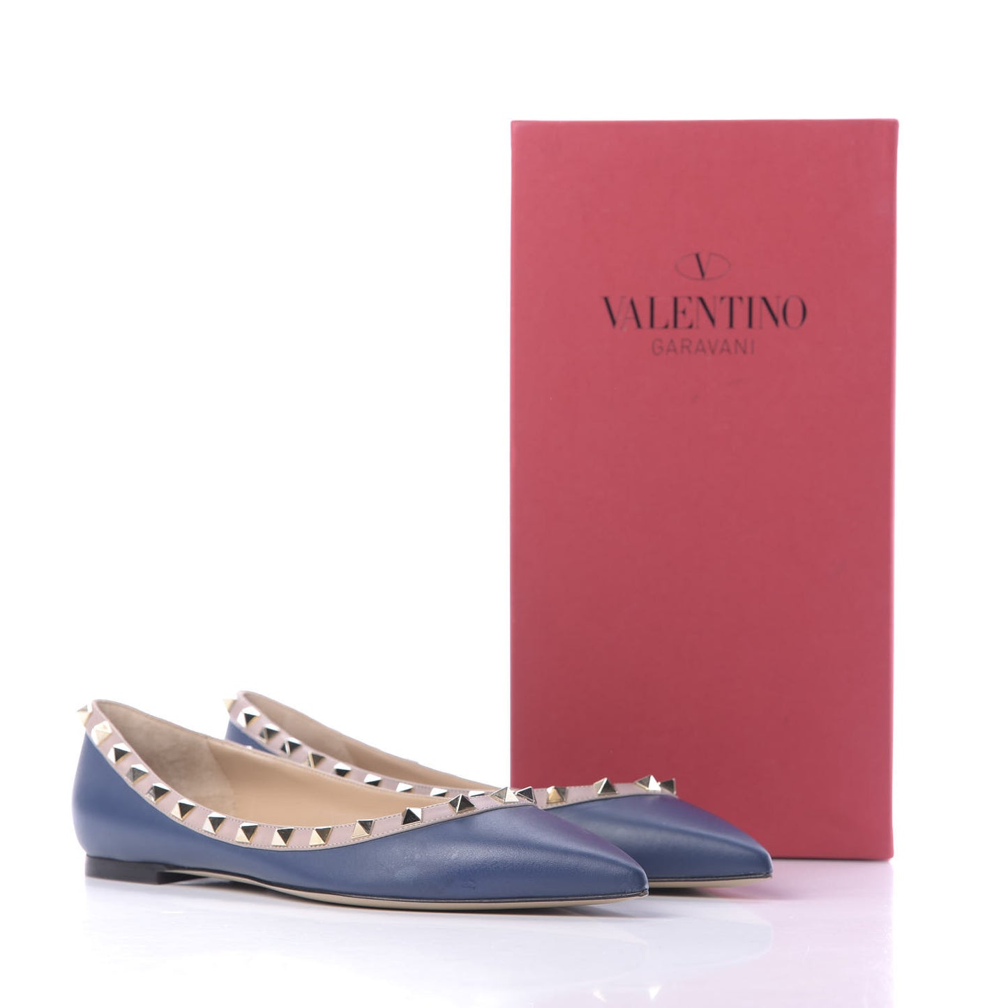 Nappa Rockstud Ballerina Flats 39 Light Ocean Poudre
