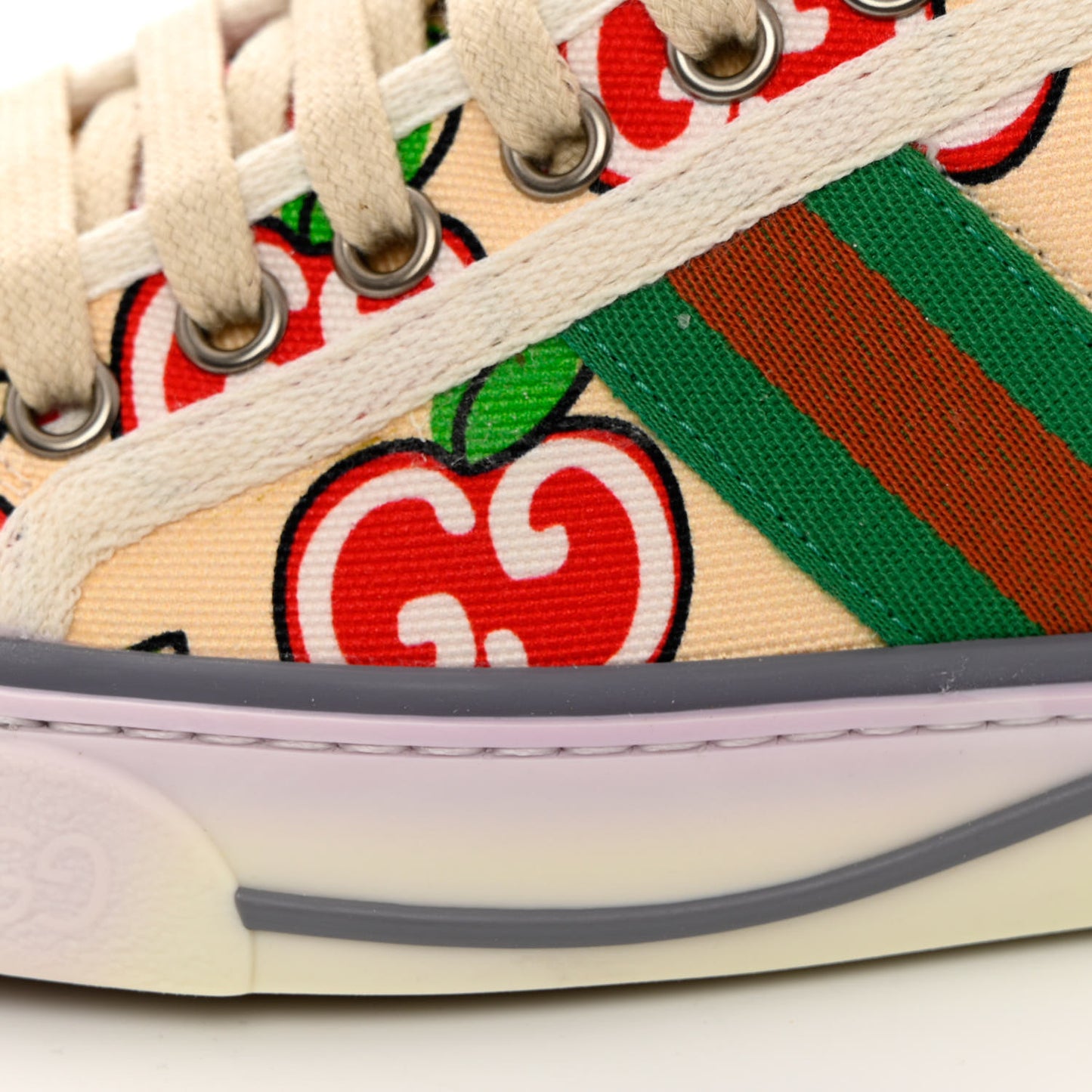 Canvas Web GG Apple Womens 1977 Tennis Sneakers 35.5 Ivory Red Mystic White New Shamarock