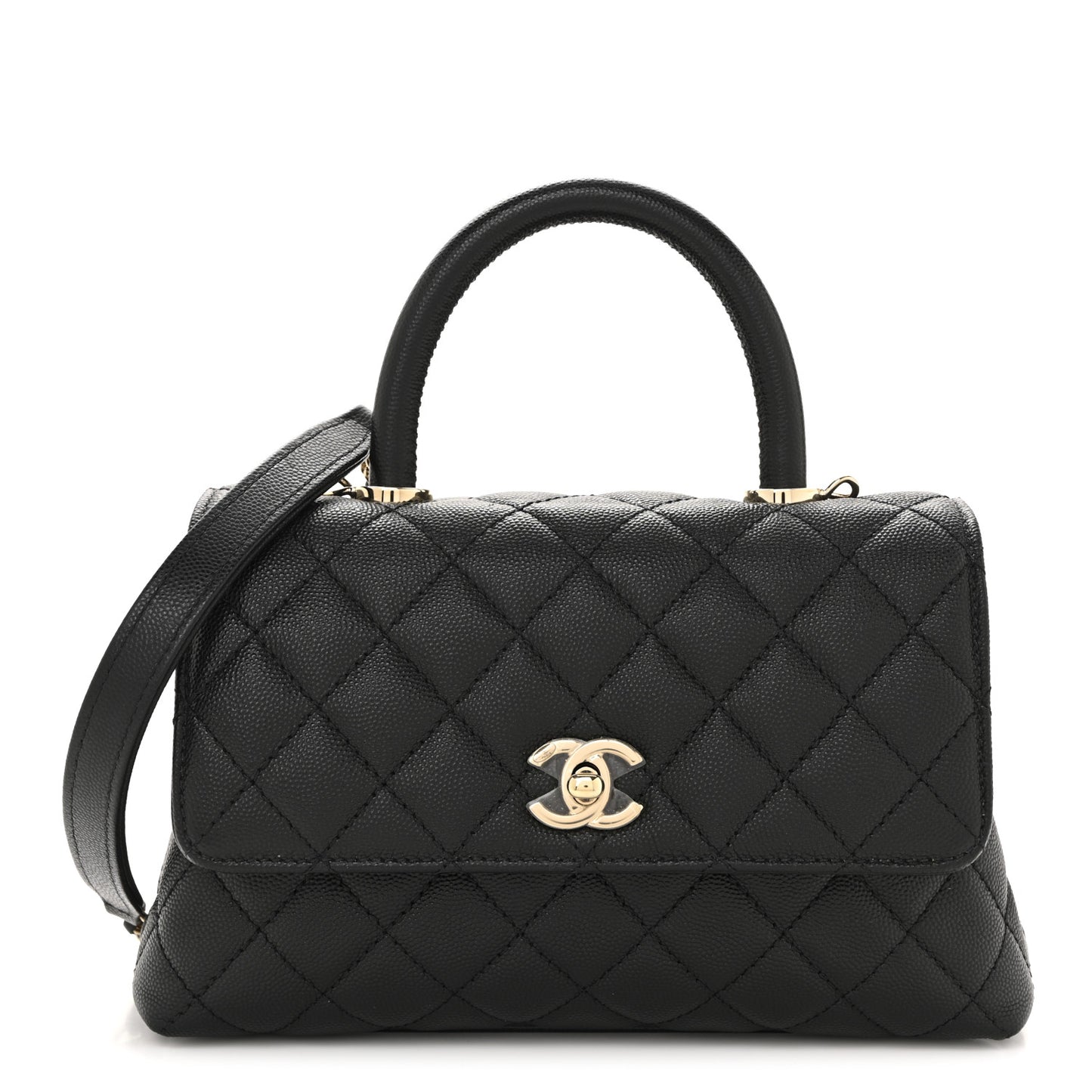Caviar Quilted Mini Coco Handle Flap Black