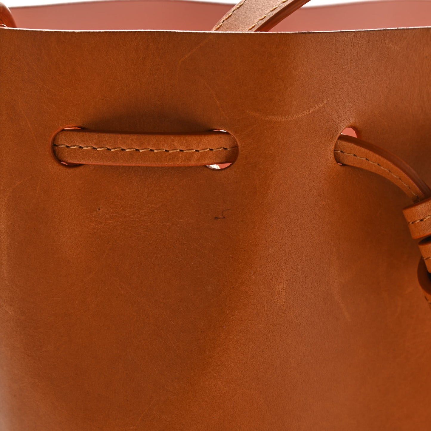 Vegetable Tanned Calfskin Mini Bucket Bag Camello Rosa