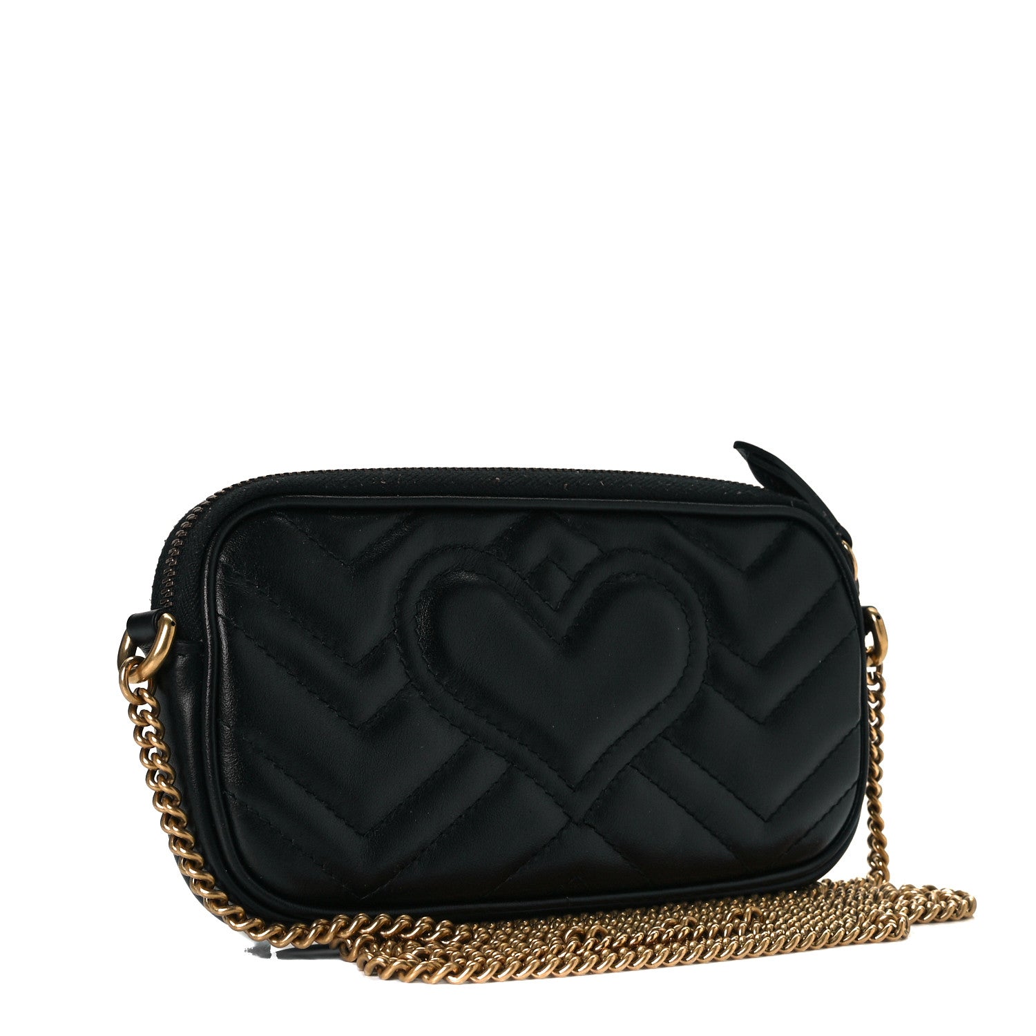 Gucci Calfskin Matelasse Mini GG Marmont Chain Crossbody Bag Black 3 of 8