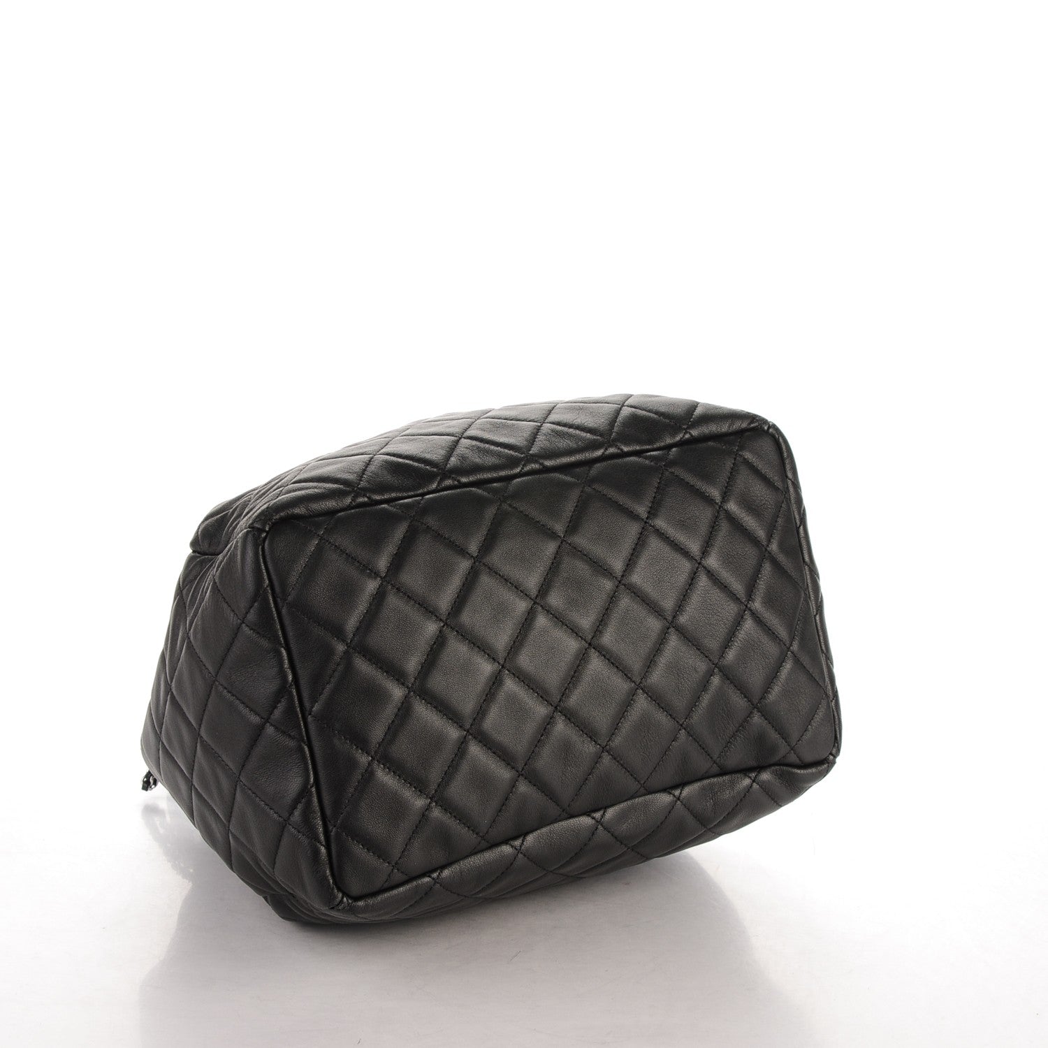 Chanel Lambskin Quilted Large Chain Bucket Bag Black 4 of 6