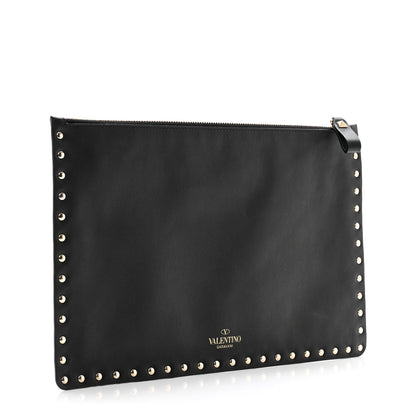 Valentino Garavani Vitello Large Rockstud Zip Pouch Black 3 of 9