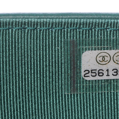Chanel Metallic Caviar Quilted Medium Flap Wallet Green 7 of 8