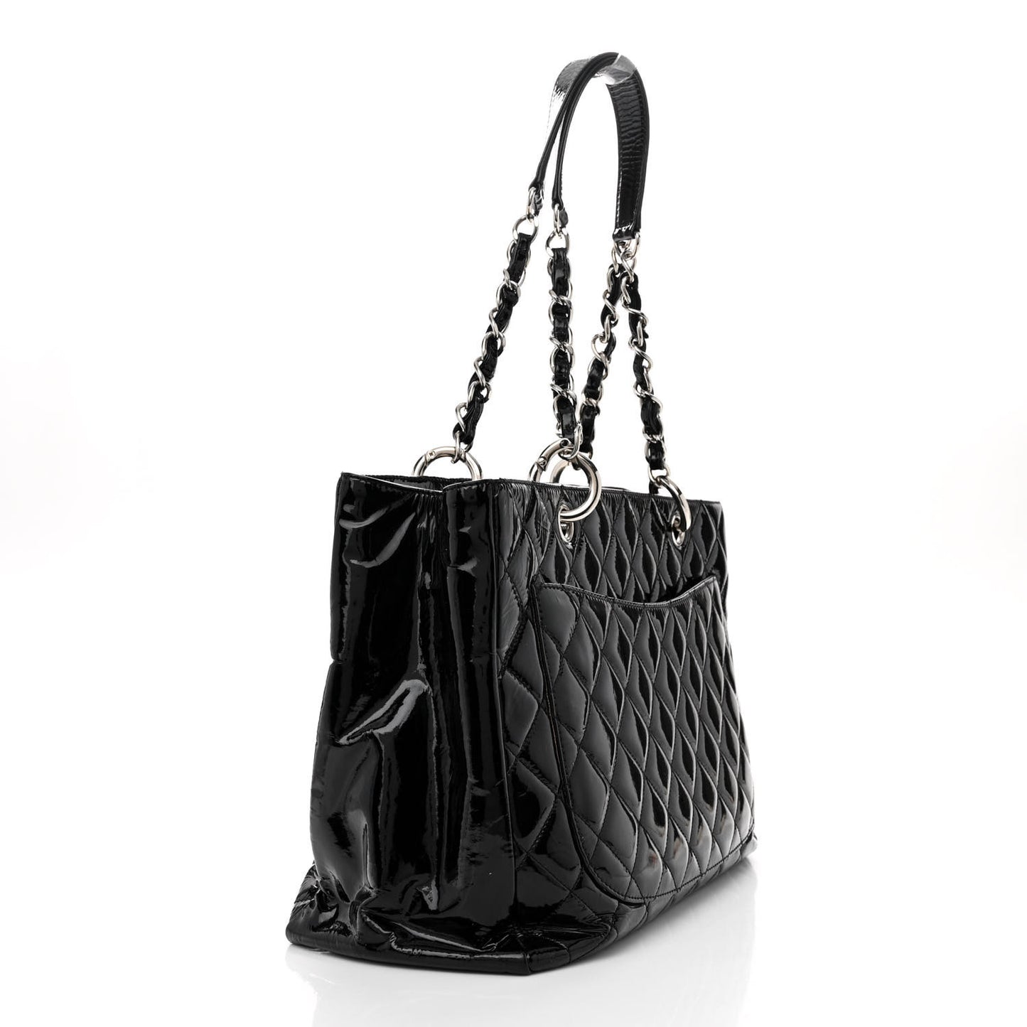 Patent Quilted Grand Shopping Tote GST Black