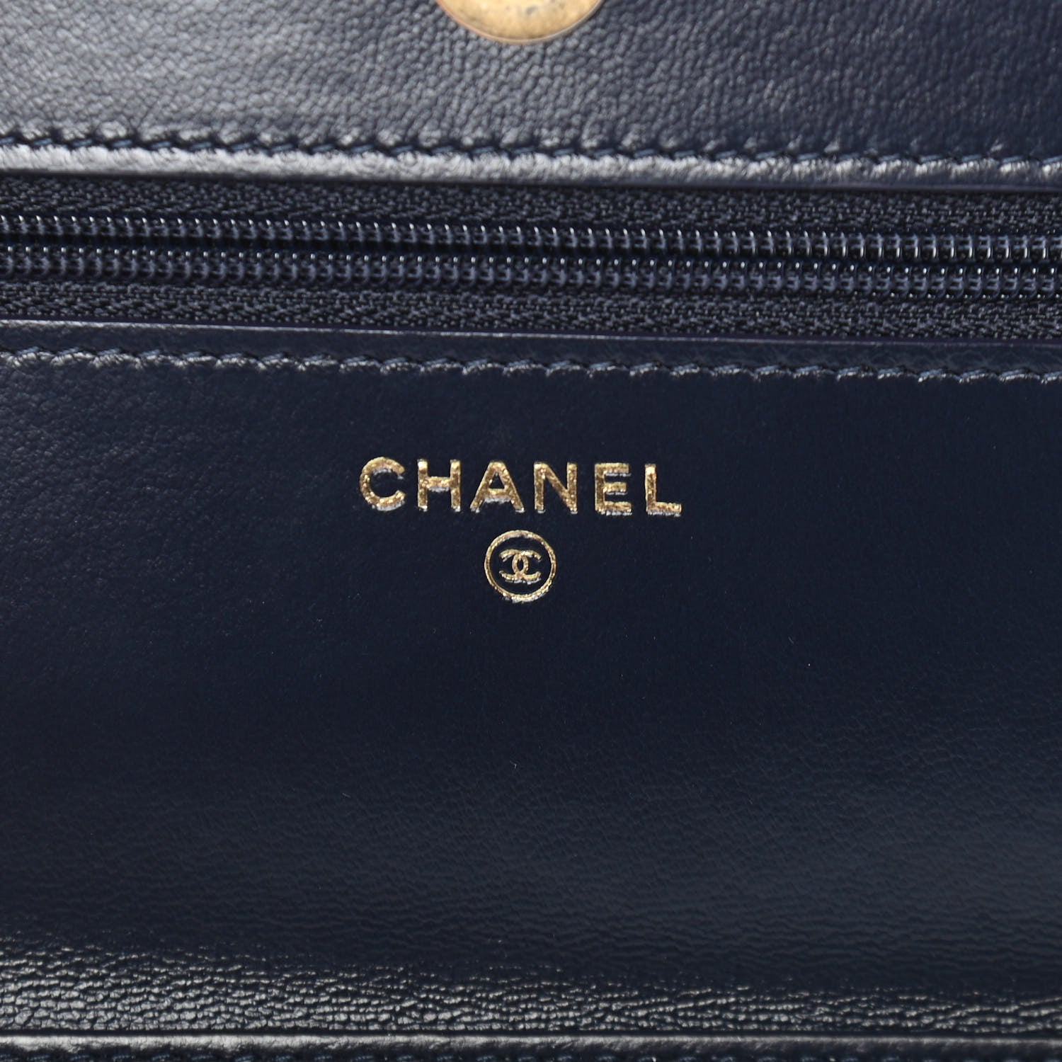 Chanel Lambskin Quilted Chain Around Wallet On Chain WOC Navy Blue 6 of 13