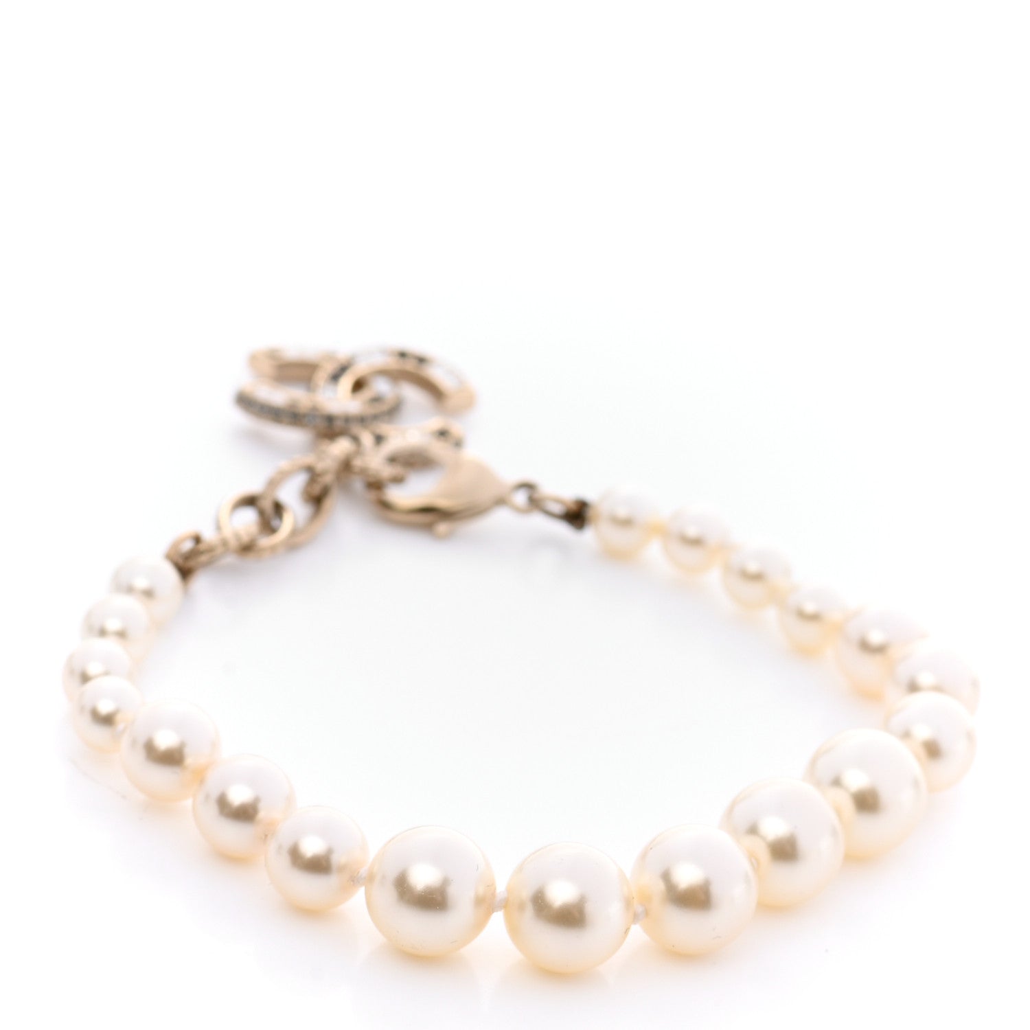 Chanel Pearl Crystal CC Bracelet Gold 3 of 5