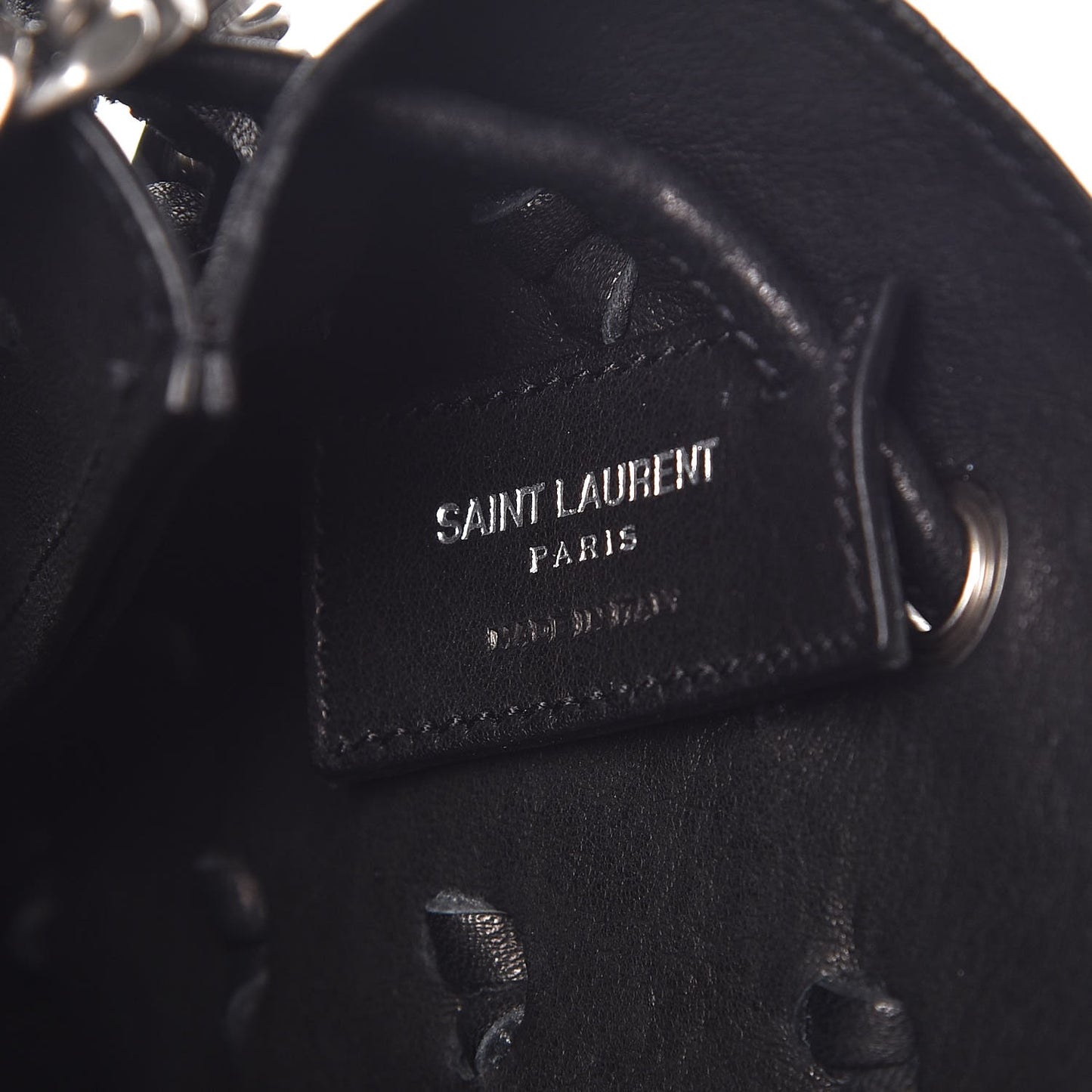 Calfskin Small Monogram Fringe Bucket Bag Black