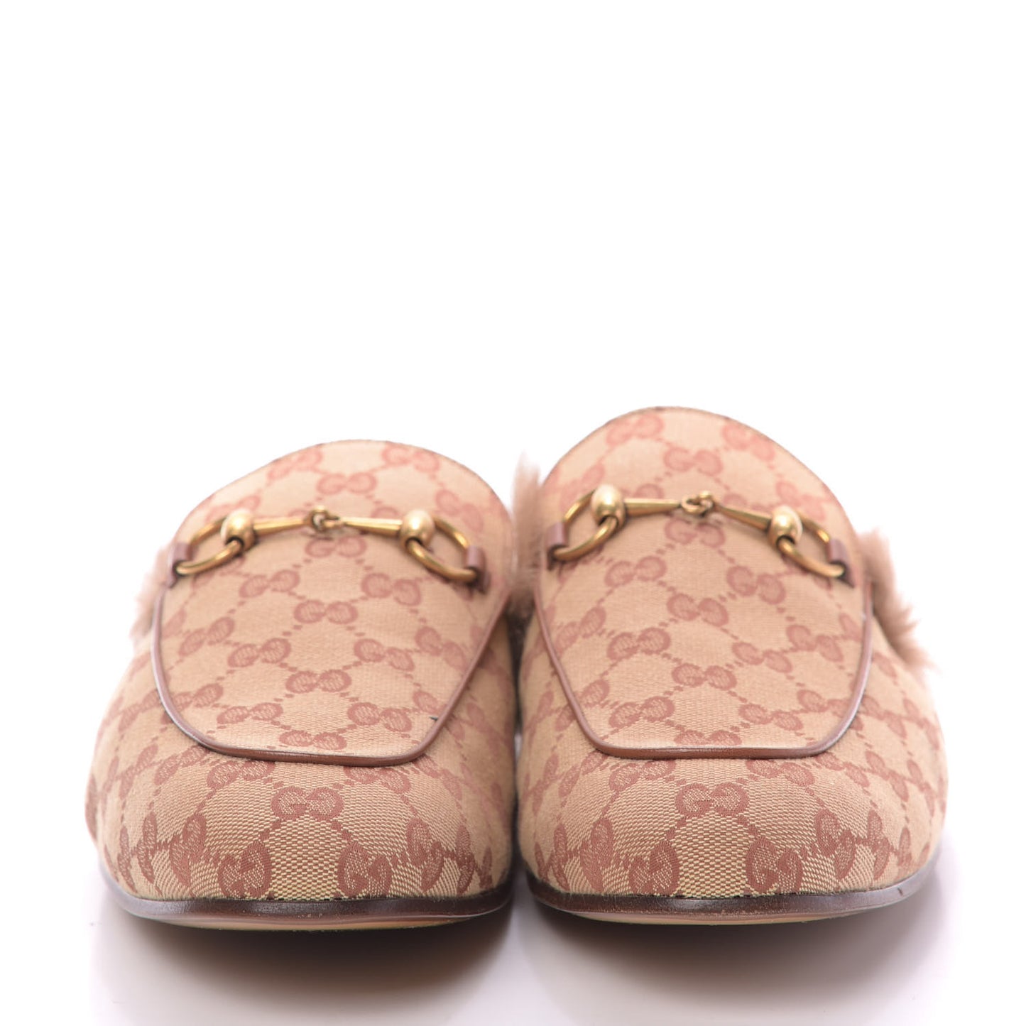 GG Monogram Fur Mens Princetown Slippers 12 Beige Ruggine Rust