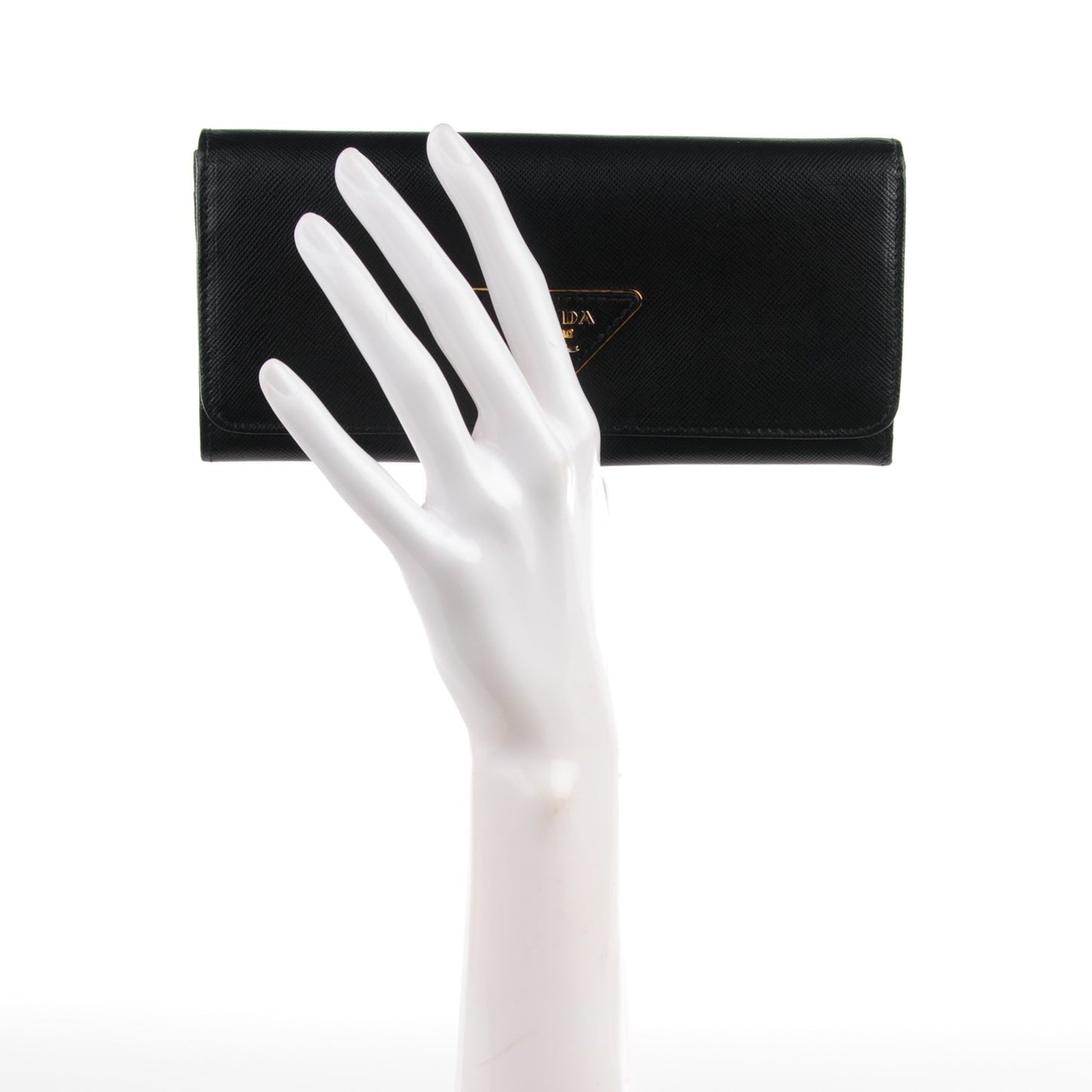 Saffiano Triangle Continental Flap Wallet Black