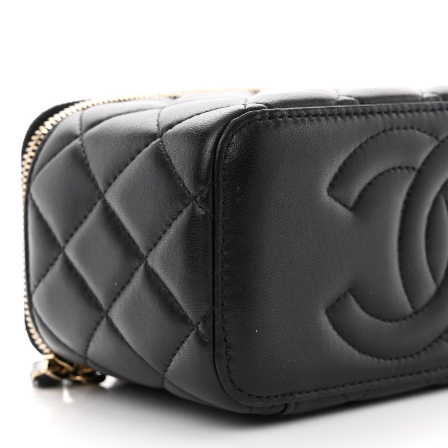 Chanel Lambskin Quilted Metal Small Top Handle Vanity Case With Chain Black 9 of 12