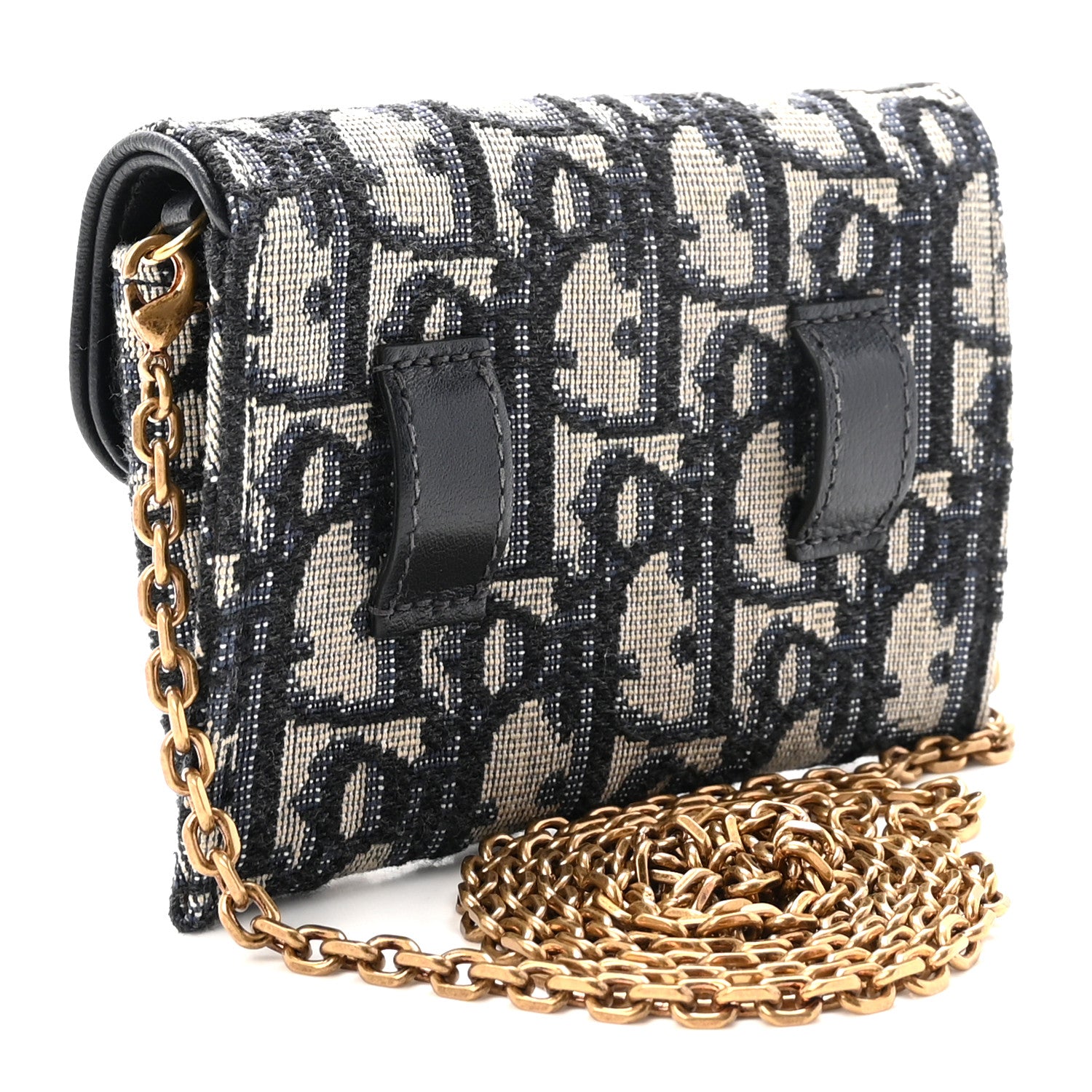 Christian Dior Oblique Nano Saddle Chain Pouch Blue 3 of 10