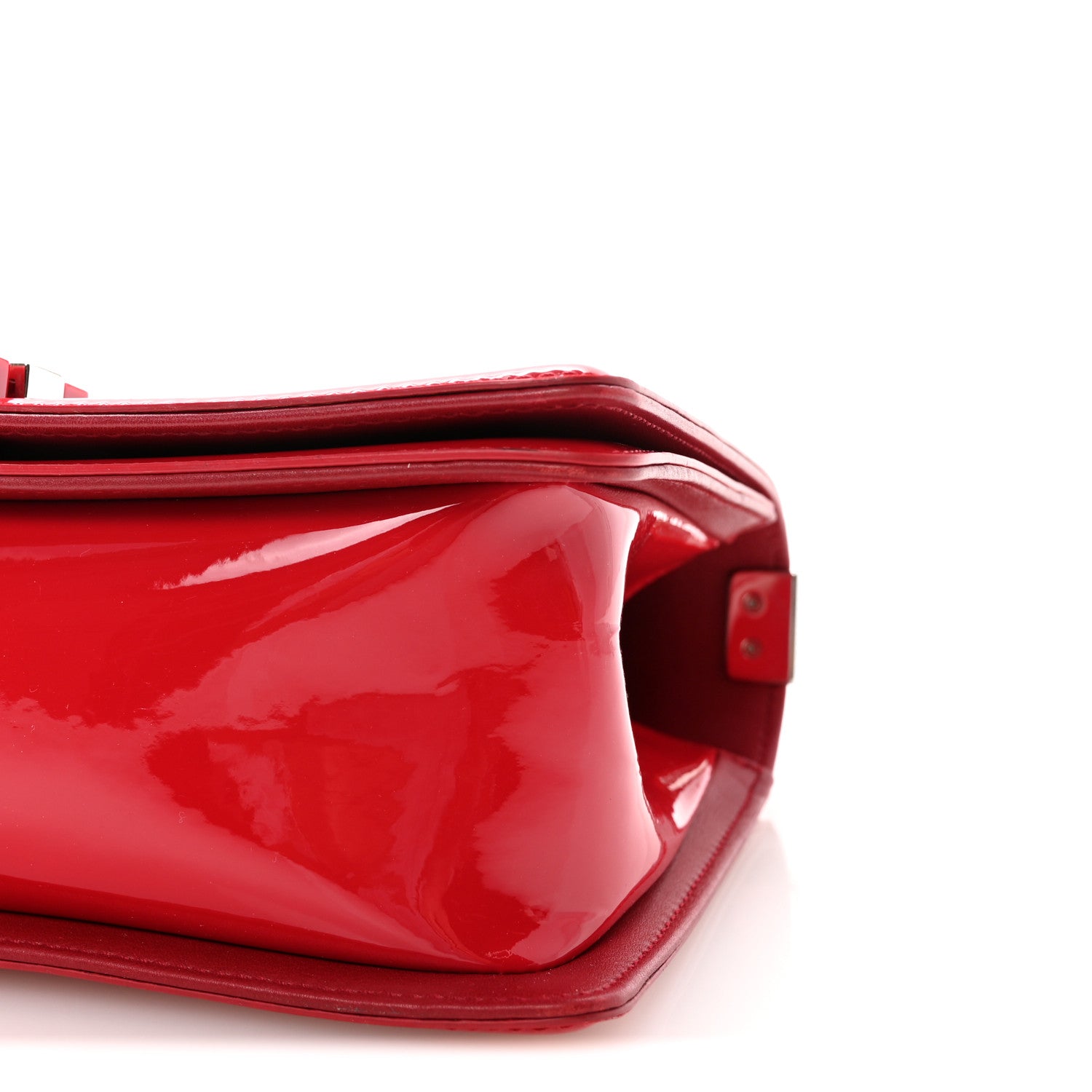 Chanel Patent Calfskin Quilted Medium Plexiglass Boy Flap Red 10 of 11