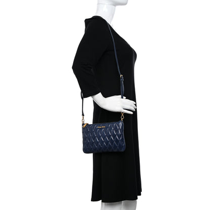 Miu Miu Vitello Shine Trapu Zip Crossbody Bag Navy 2 of 10