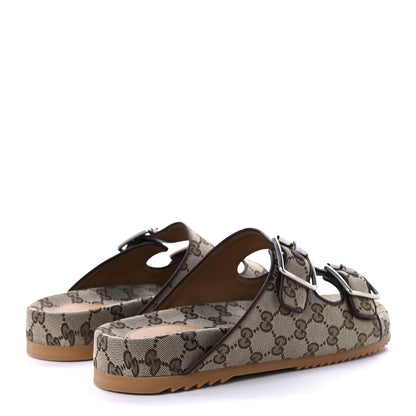 Gucci GG Monogram Lavaredo Eco Fabric Mens Slide Sandals With Straps 8 Beige Ebony Light Brown 4 of 8