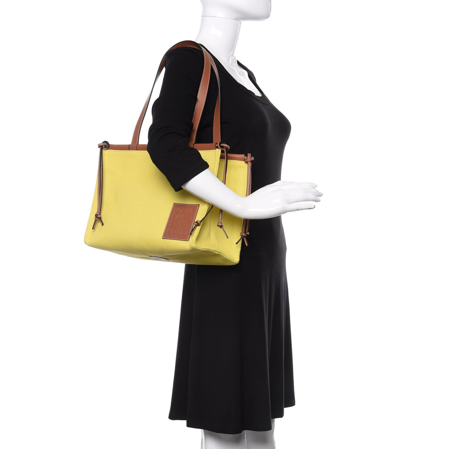 Canvas Calfskin Cushion Tote Yellow