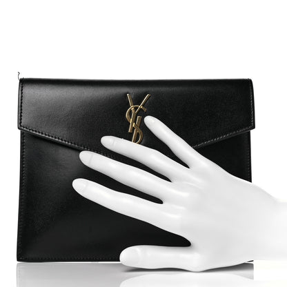 Saint Laurent Smooth Shiny Calfskin Monogram Uptown Baby Pouch Black 2 of 10