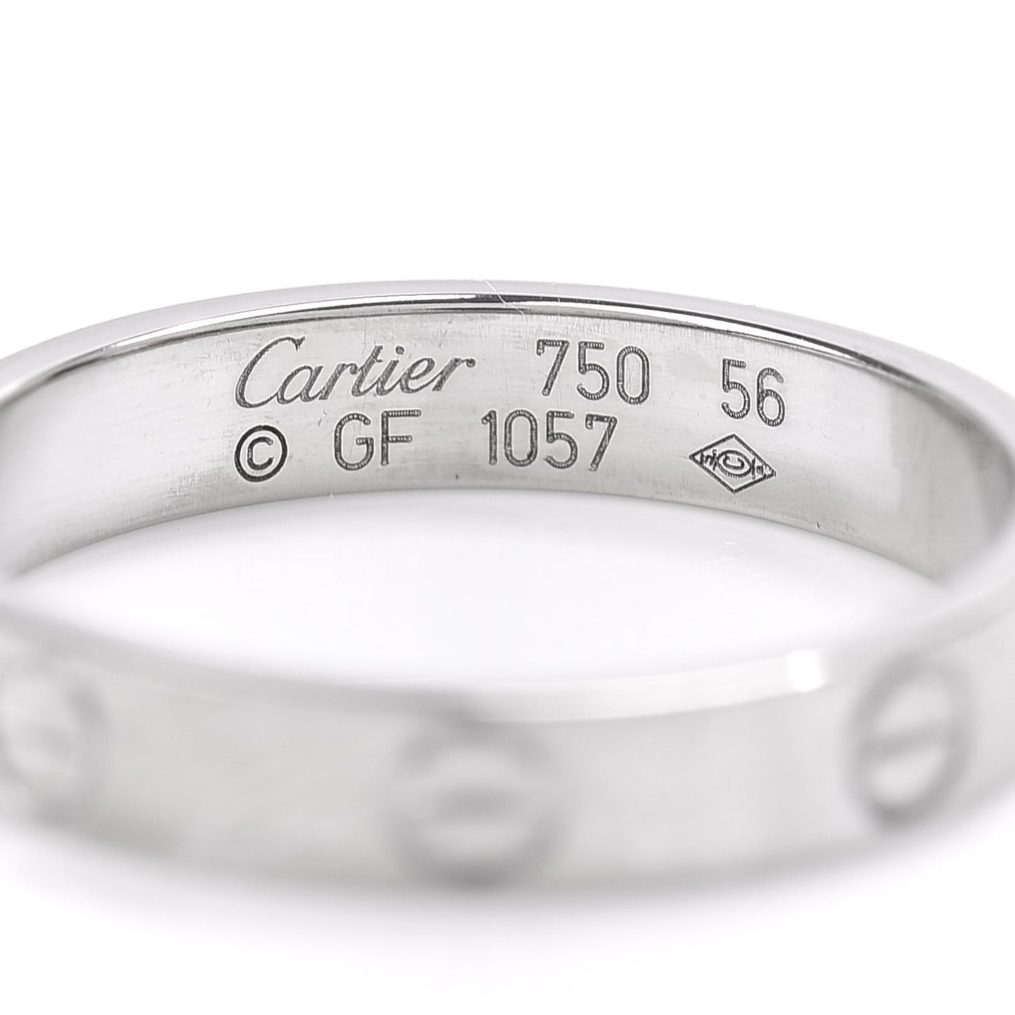 18K White Gold 3.5mm LOVE Wedding Band Ring 56 7.5