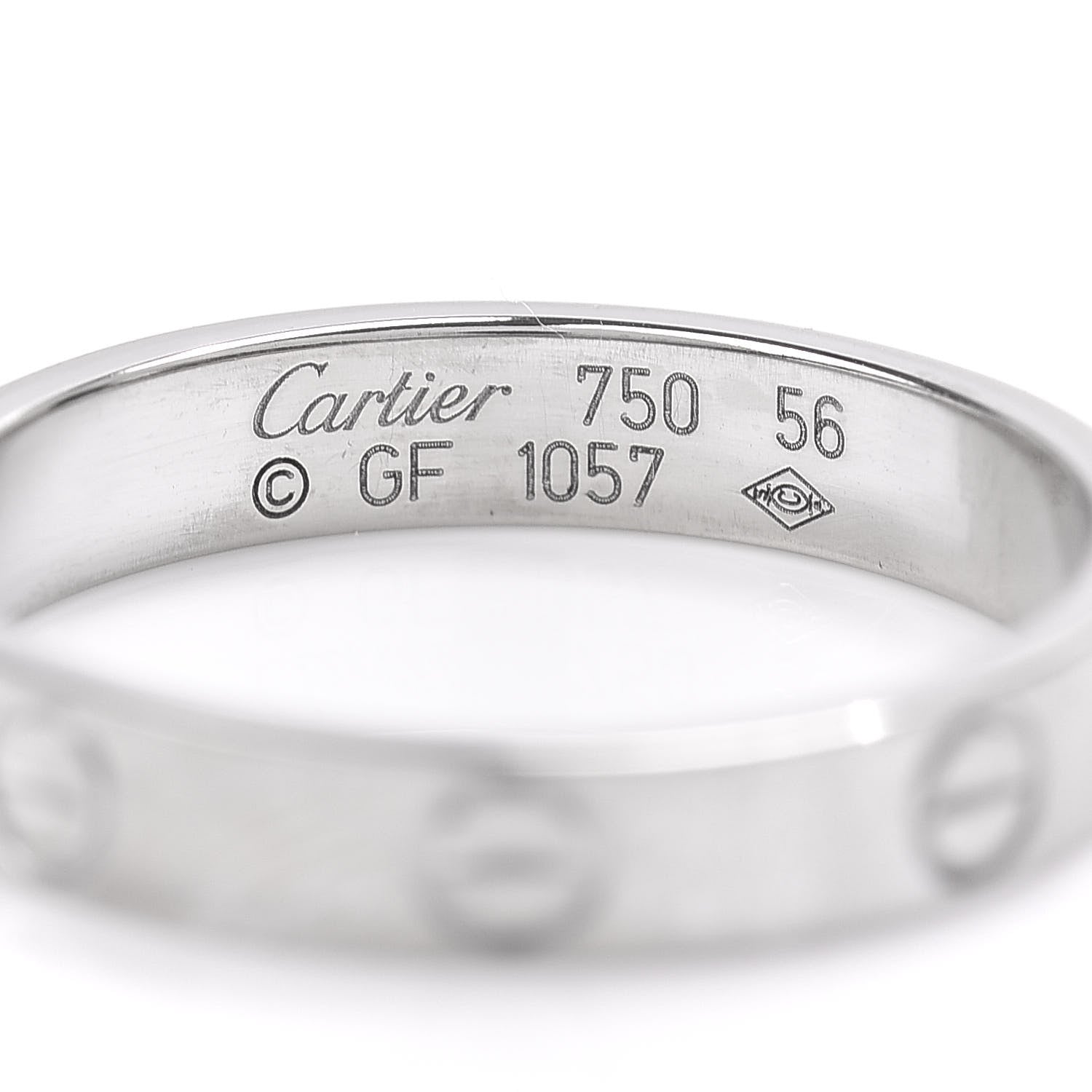 Cartier 18K White Gold 3.5mm LOVE Wedding Band Ring 56 7.5 4 of 4