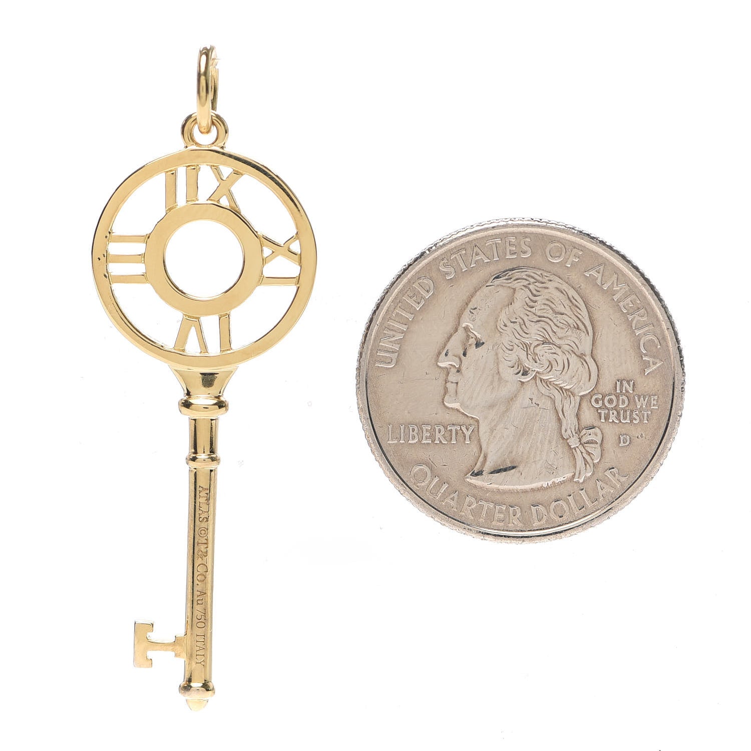 Tiffany 18K Yellow Gold Diamond Atlas Key Pendant 2 of 4