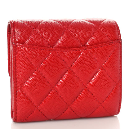 Chanel Caviar Quilted Compact Flap Wallet Red 3 of 11
