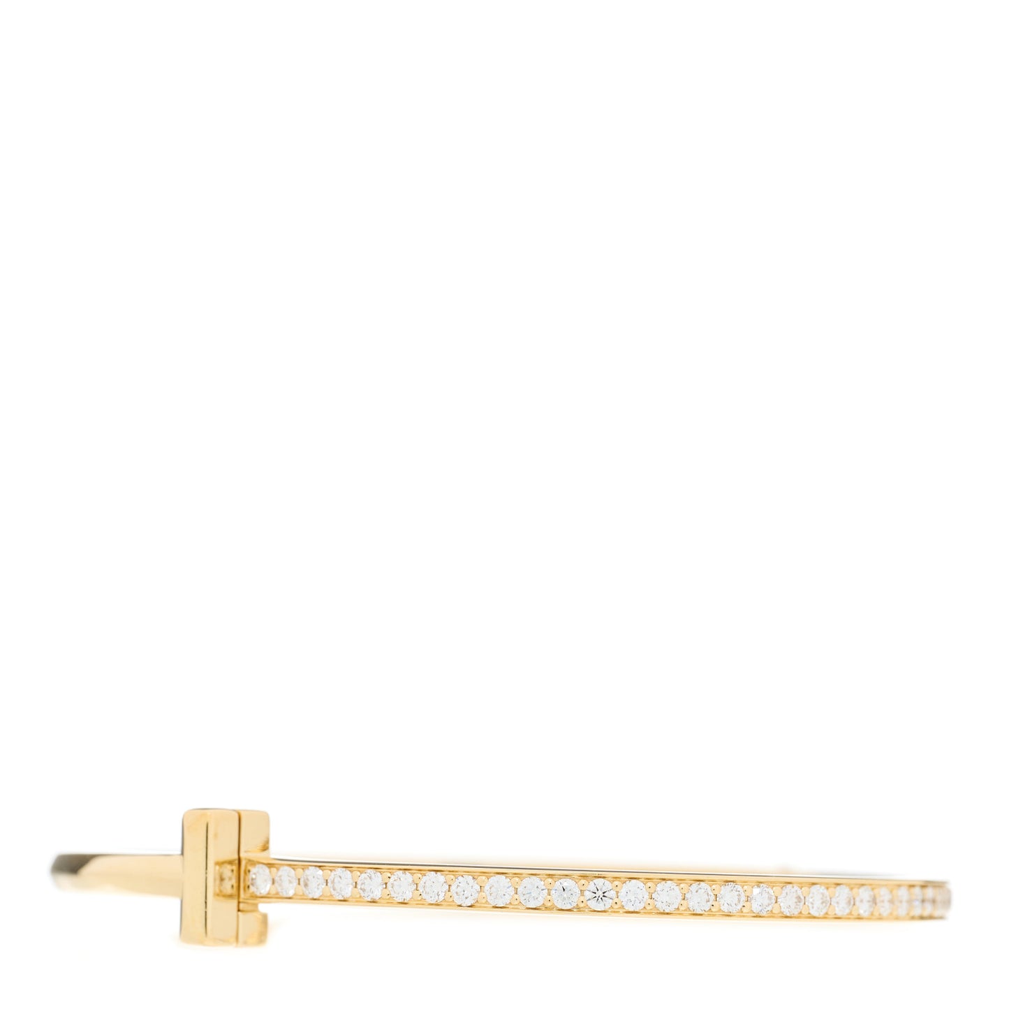 18K Yellow Gold Diamond Narrow T1 Hinged Bangle Bracelet