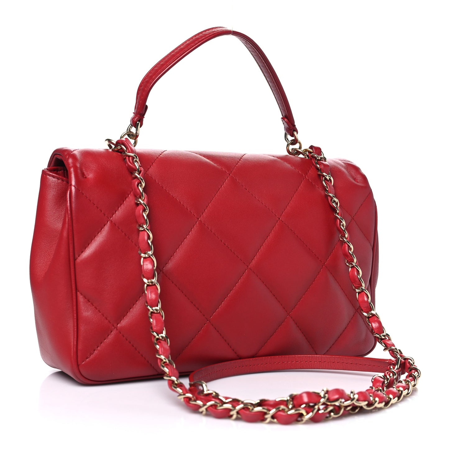 Lambskin Quilted Easy Carry Flap Red