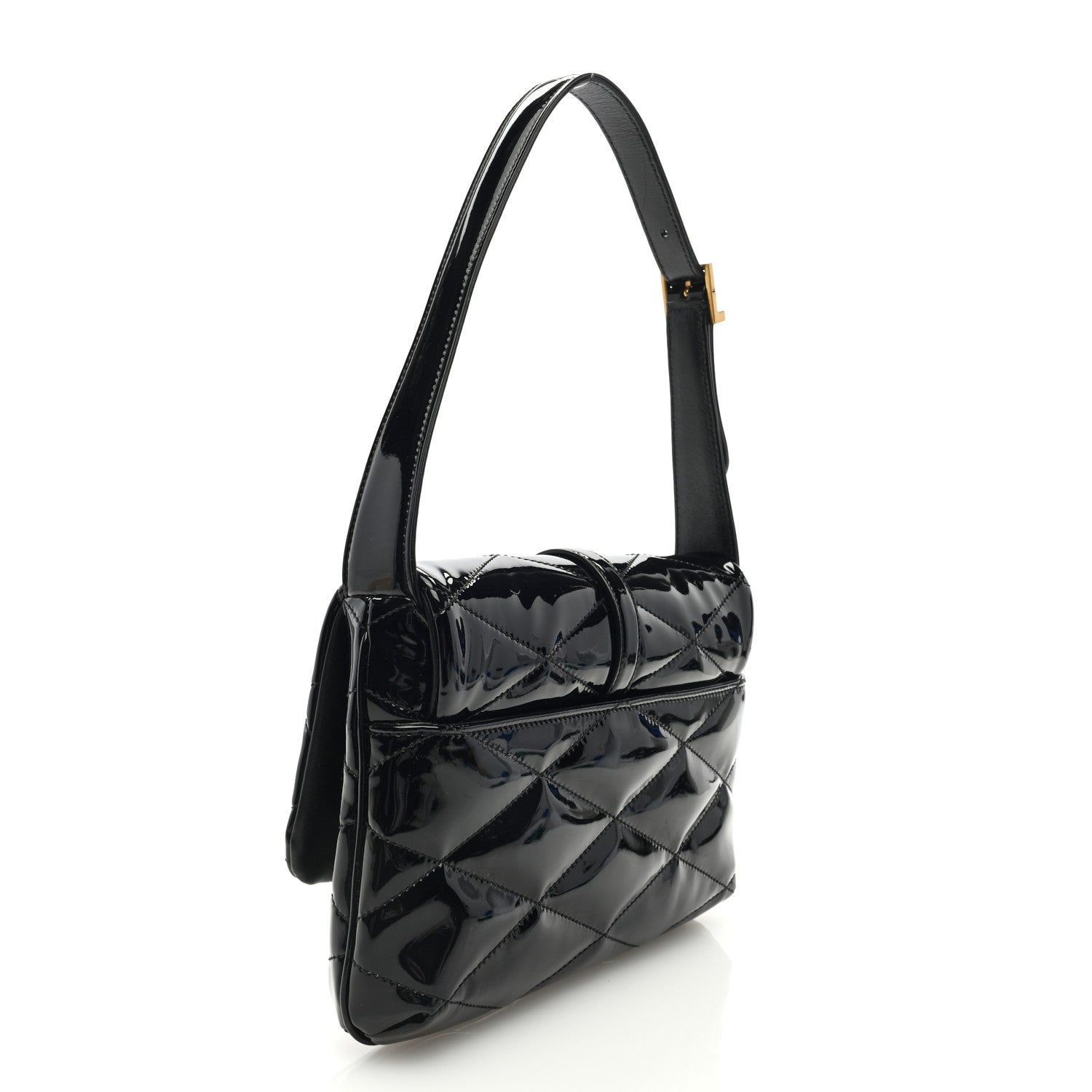 Saint Laurent Patent Quilted Le 57 Diamond Shoulder Bag Black 3 of 8