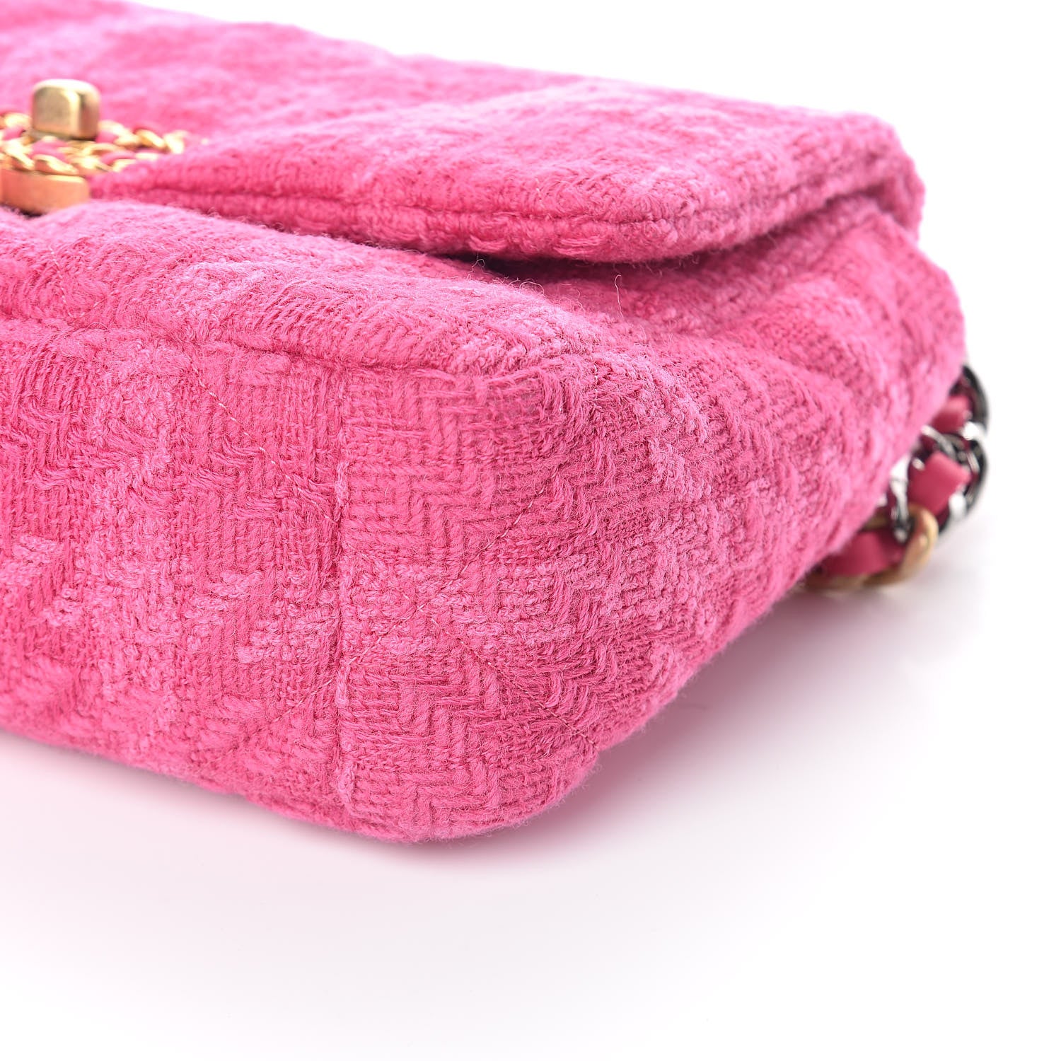 Chanel Tweed Quilted Medium 19 Flap Pink 10 of 11